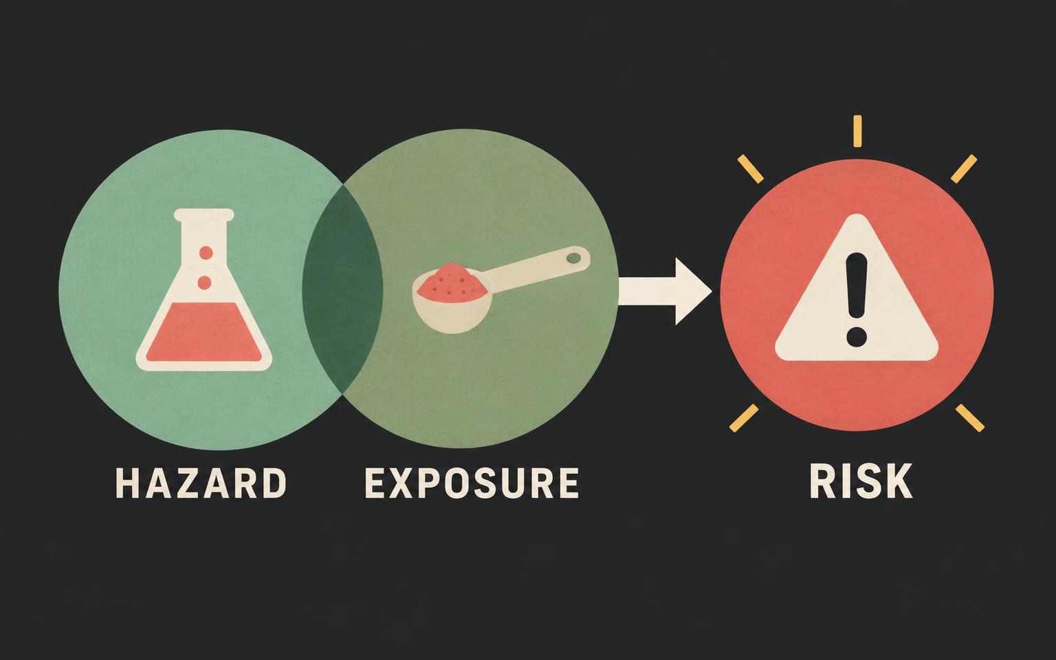 Diagram of hazard and exposure circles combining into risk